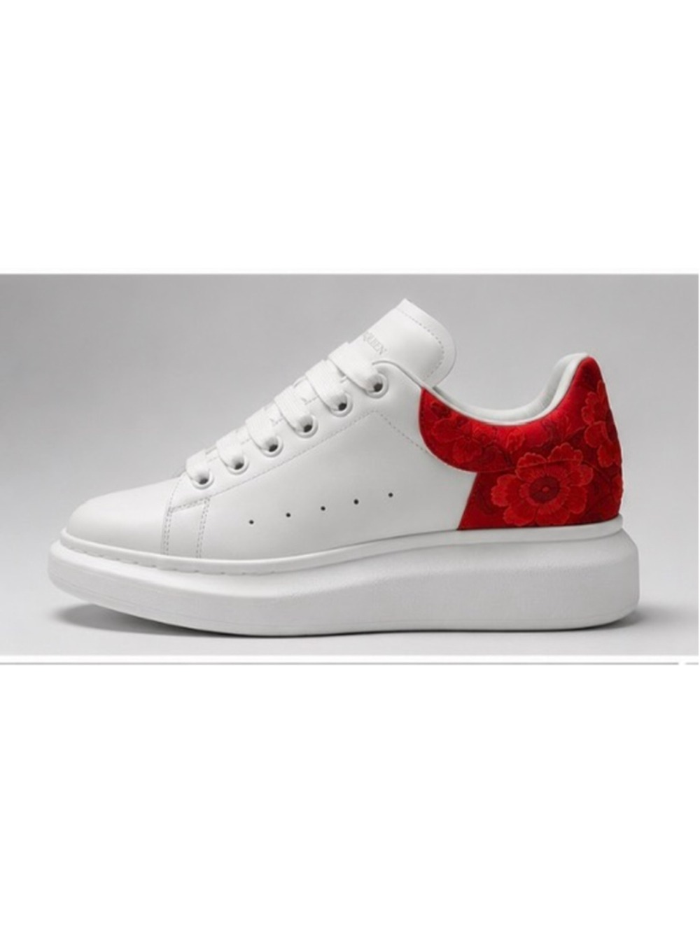 Alexander McQueen Sneakers White Red Floral Size 40/10 limited edition!! - Picture 3 of 6